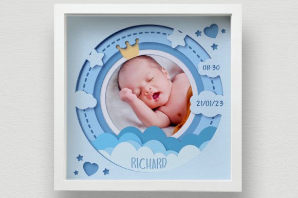 Baby Photo Frame 3D Layers in Shadow Boxes SVG