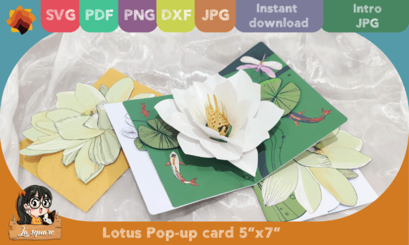 3D Lotus Pop-Up Design With Floral Greeting Card SVG