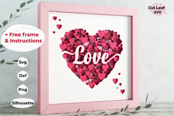 Heart Valentine 3D Paper Layers Shadow Boxes SVG