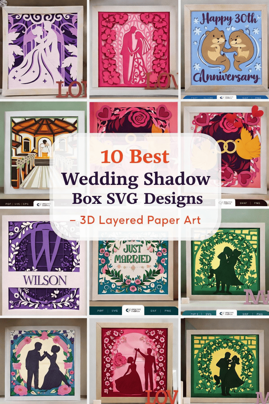 10 Best Wedding Shadow Box SVG Designs – 3D Layered Paper Art