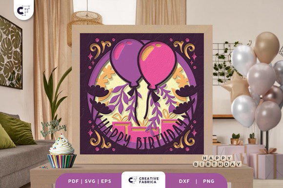 Layered Balloon Shadow Box for Birthdays 3D SVG Crafts