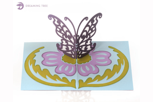 Graceful Popup Card SVG Files With Butterfly Design