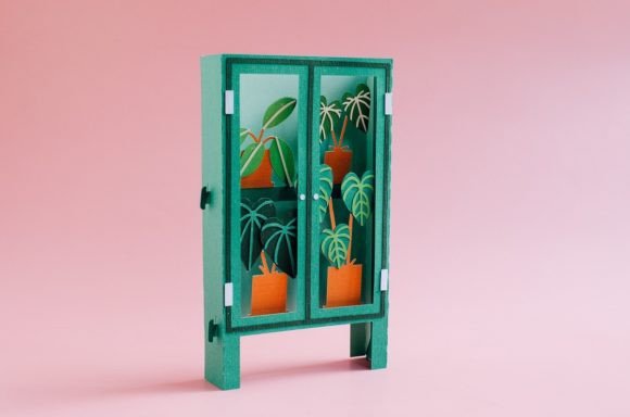 Cozy Popup Card SVG Files With Cabinet Greenhouse Design