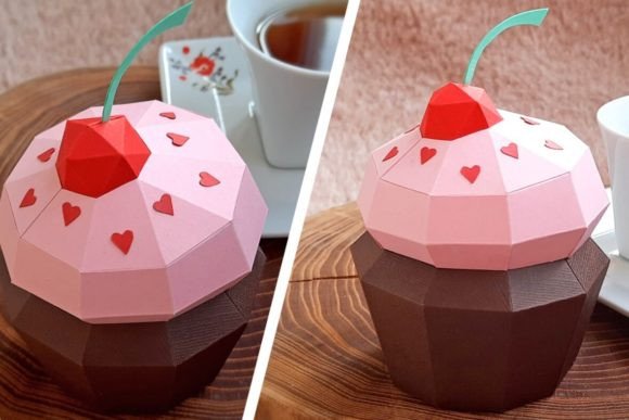Sweet Cupcake Gift Box for Birthdays 3D SVG Crafts