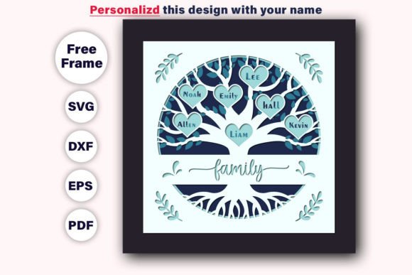 Custom Family Tree Paper Layers Shadow Boxes 3D SVG