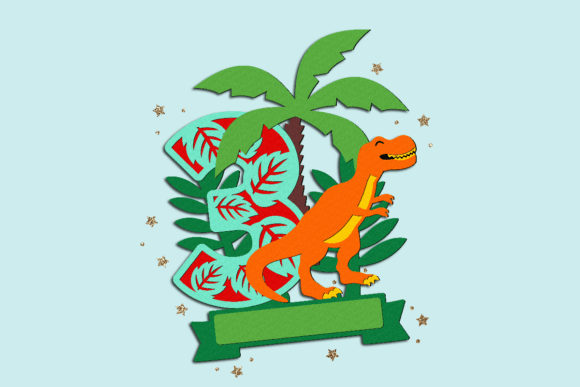 Dinosaur Numbers Topper 3D Birthday Paper Craft SVG