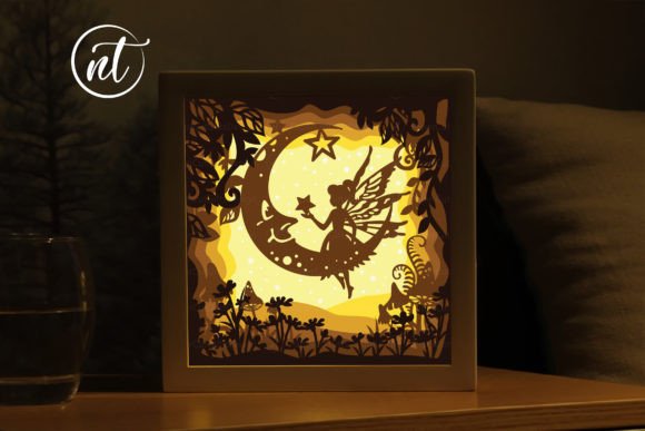 Shadow Boxes 3D SVG Fairy Moon Paper Scene