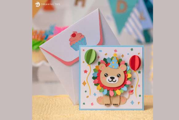 Playful Popup Card SVG Files With Little Lion Design