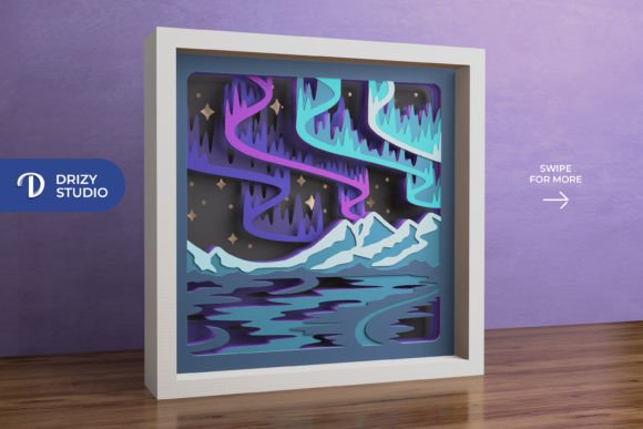 Aurora Northern Light Depth Shadow Boxes 3D SVG