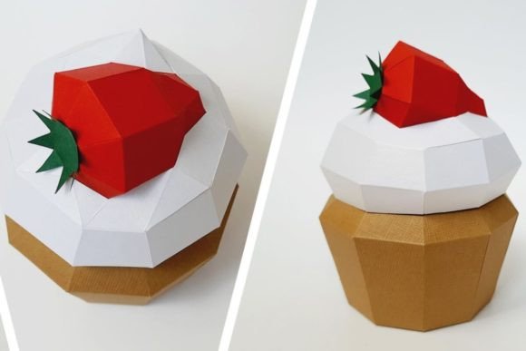 Strawberry Cupcake Gift Box for Birthdays 3D SVG Crafts