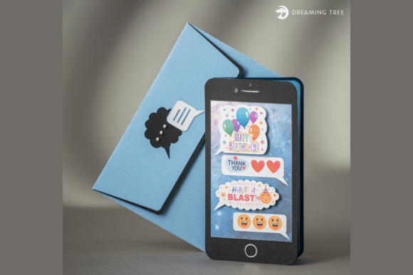 Smartphone Card SVG Birthday Paper Craft Design