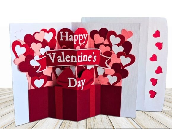 Valentine Hearts 3D Greeting Card SVG