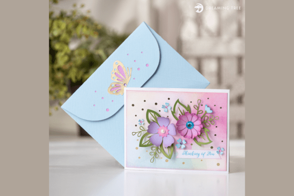 Wisteria Paperscape 3D Greeting Card SVG