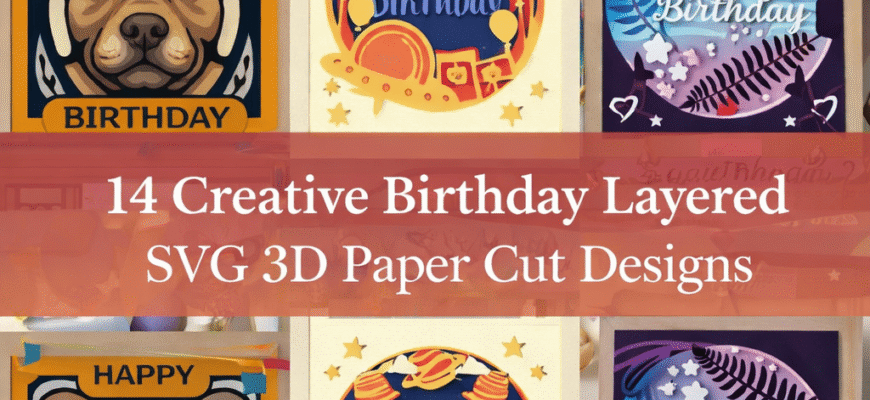 14 Creative Birthday Layered SVG 3D Paper Cut Designs