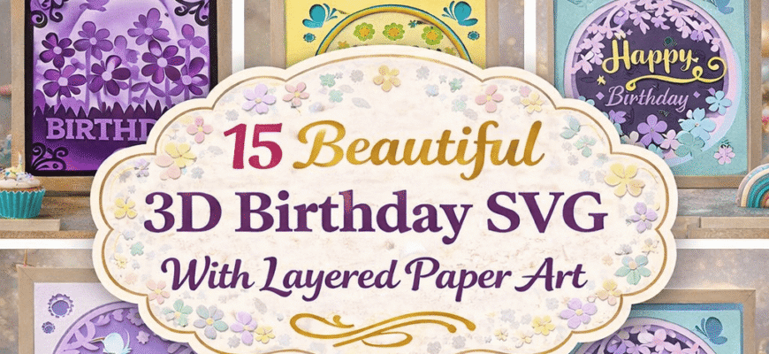 15 Beautiful 3D Birthday SVG Designs With Layered Paper Art