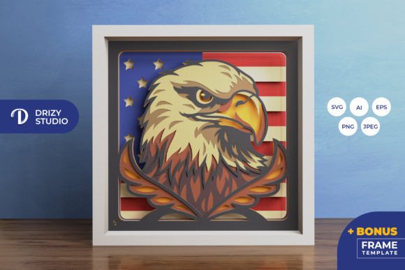American Eagle Paper Shadow Box SVG Artwork