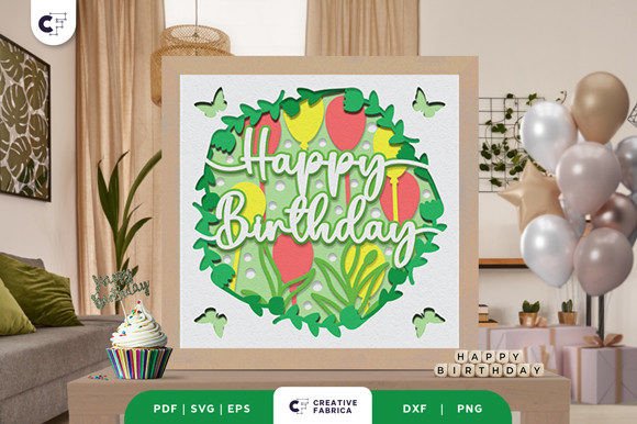 Floral Wreath 3D Birthday SVG Shadow Box
