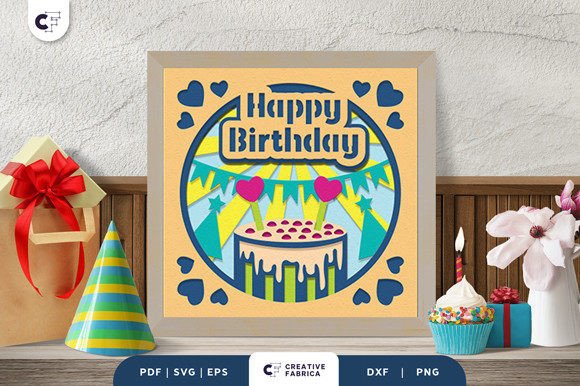 Layered 3D Birthday SVG Cake Light Box