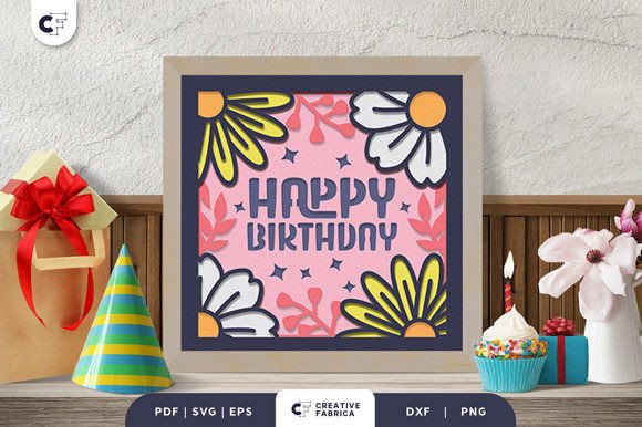 Bright 3D Birthday SVG Mini Sunflower Shadowbox