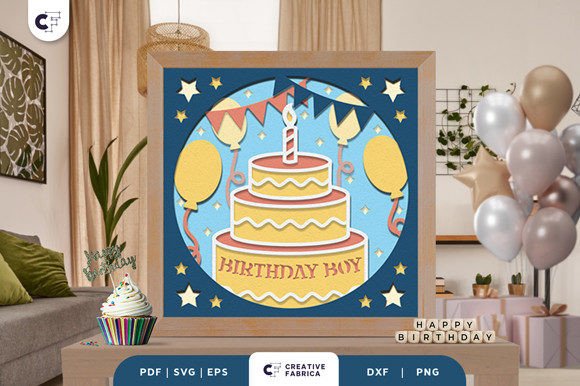 Birthday Party Shadow Box Birthday Cake SVG