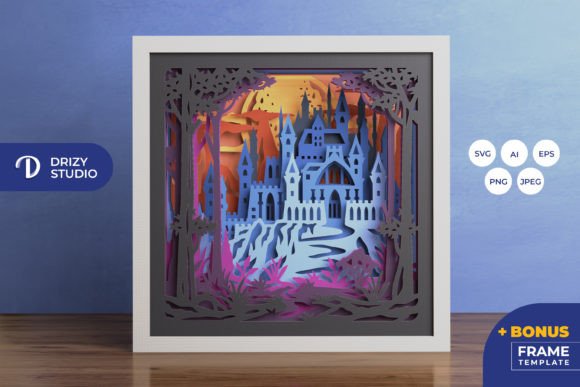 Castle on the Hill Paper Shadow Box SVG Concept