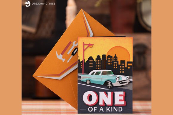 Classic Cruiser Retro Paper Greeting Card Svg Vintage 3D Design