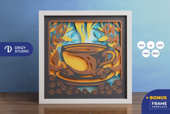Cup of Coffee Shadow Box Cut File With Cozy Layers