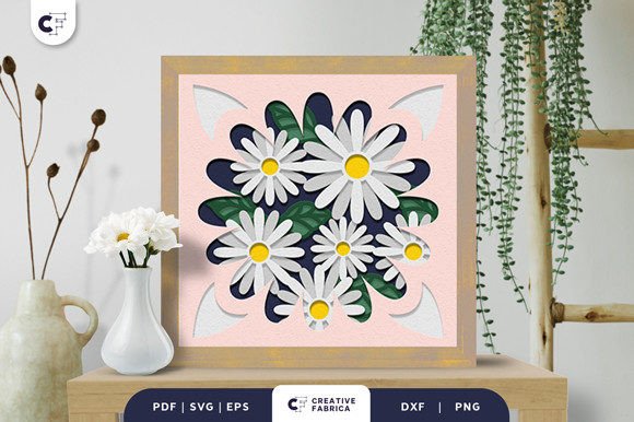 Floral Frame Daisy Flower Shadow Box Svg Artwork