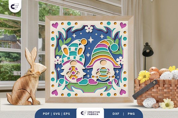 Easter Gnome Layered Shadow Box SVG Design