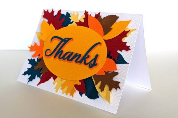 Autumn Leaves Thank You Card Svg Template