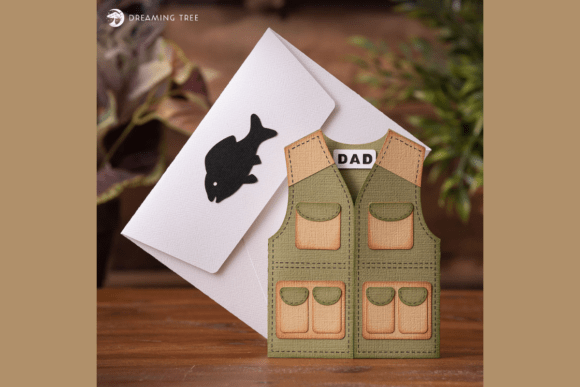 Fishing Vest Gift Holder Greeting Card Svg Files Angler Design