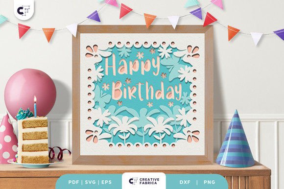 Spring 3D Birthday SVG Floral Light Box