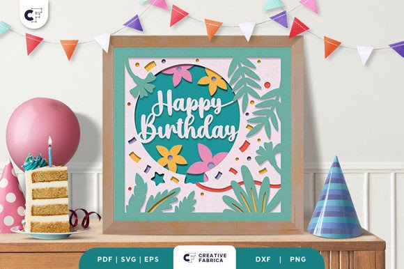 Botanical 3D Birthday SVG Balloon Shadow Box