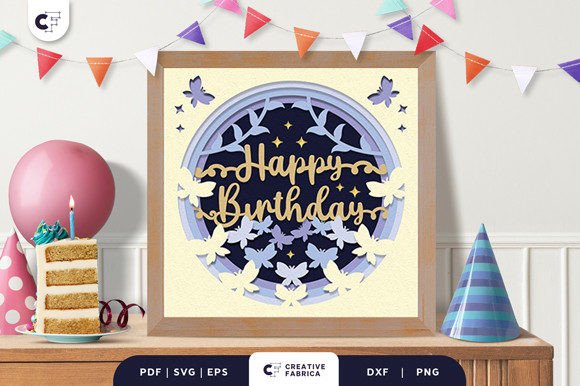 Floral Butterfly Birthday Layered SVG Paper Craft