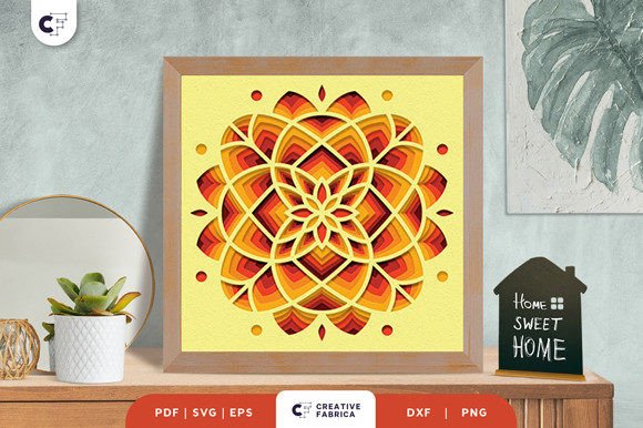 Modern Pattern Flower Shadow Box Svg Geometry