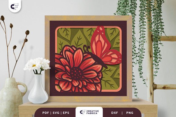 Spring Sunflower Flower Shadow Box Svg Light Scene