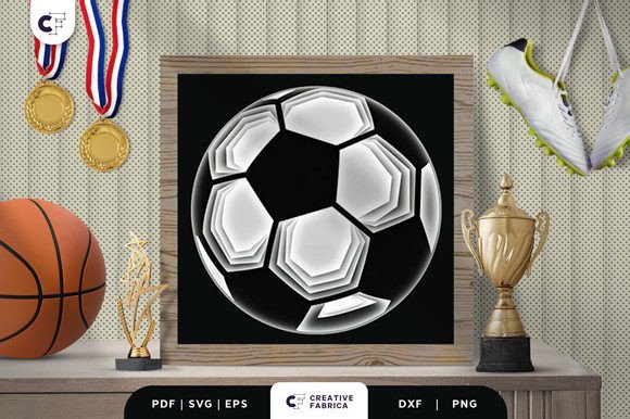 Football Ball 3D Layered Shadow Box SVG