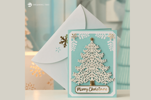 Frosted Fir Greeting Card Svg Files Holiday Tree Design