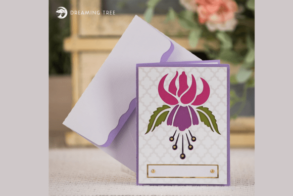 Fuchsia Bloom 3D Card SVG Layout