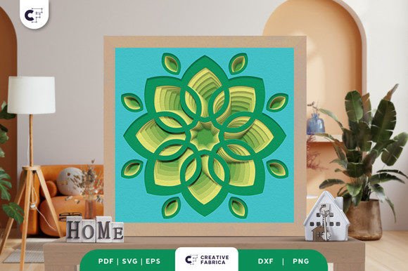 Modern Garden Flower Shadow Box Svg Geometry