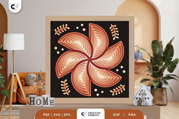 Crescent Bloom Flower Shadow Box Svg Light Art