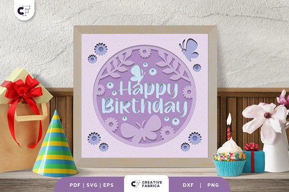 Elegant 3D Birthday SVG With Butterfly Frame