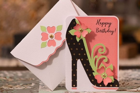 Fashion Heel Silhouette Paper Greeting Card Svg Glam Style