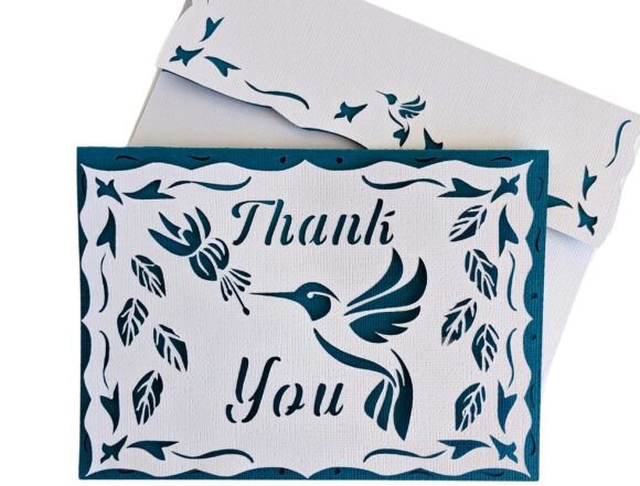 Hummingbird Fuchsia Thank You Card Svg Artwork