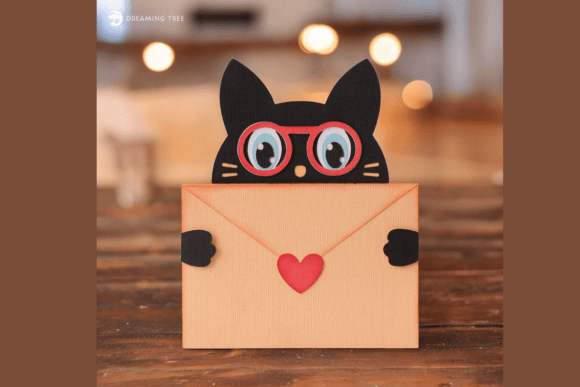 Kitty Surprise Note Greeting Card Svg Files Playful Cat Design