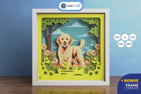 Labradoodle Paper Shadow Box SVG Cut Design