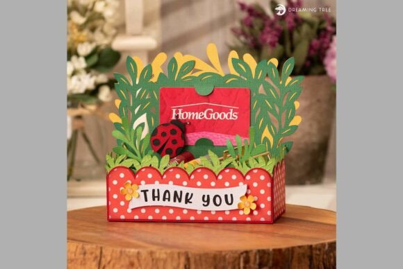 Ladybug Garden Thank You Card Svg Holder