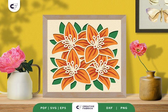 Blooming Lily Flower Shadow Box Svg Paper Art