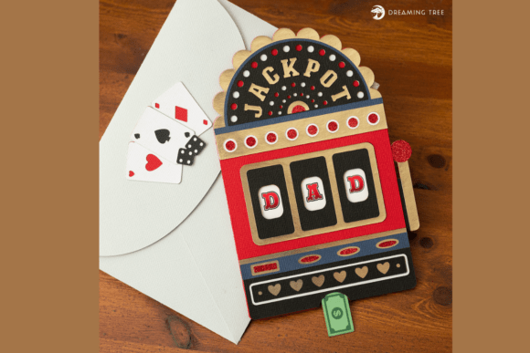 Lucky Pull Greeting Card Svg Files Slot Machine Design