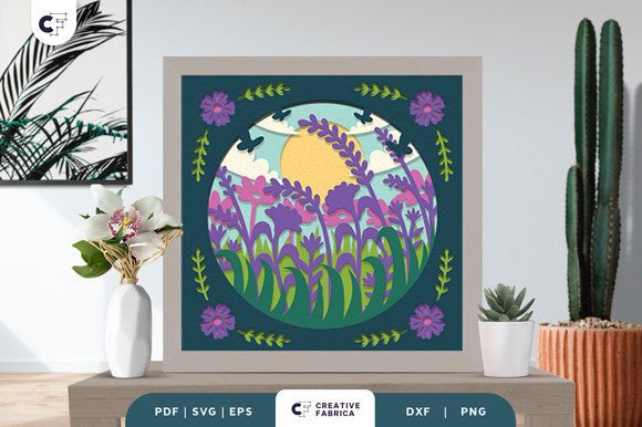 Meadow Garden 3D Shadow Box Paper Art Scene